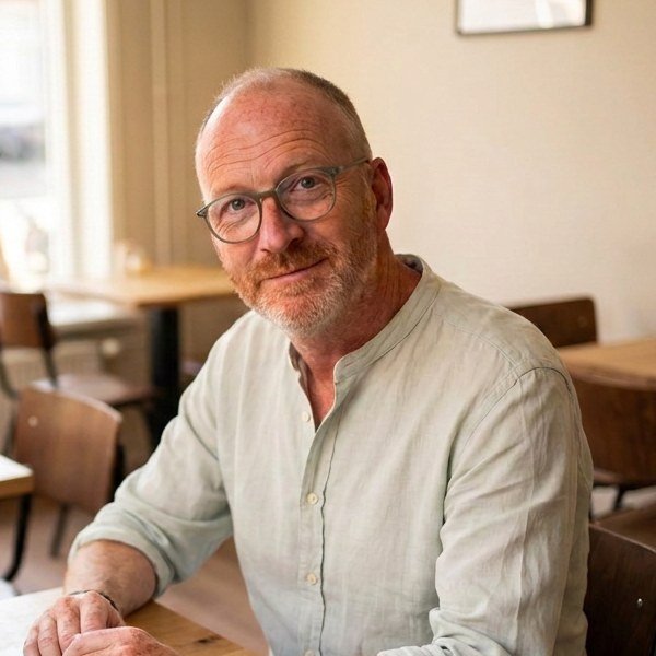 Chris van der Beek in gesprek met een ondernemer over zijn website